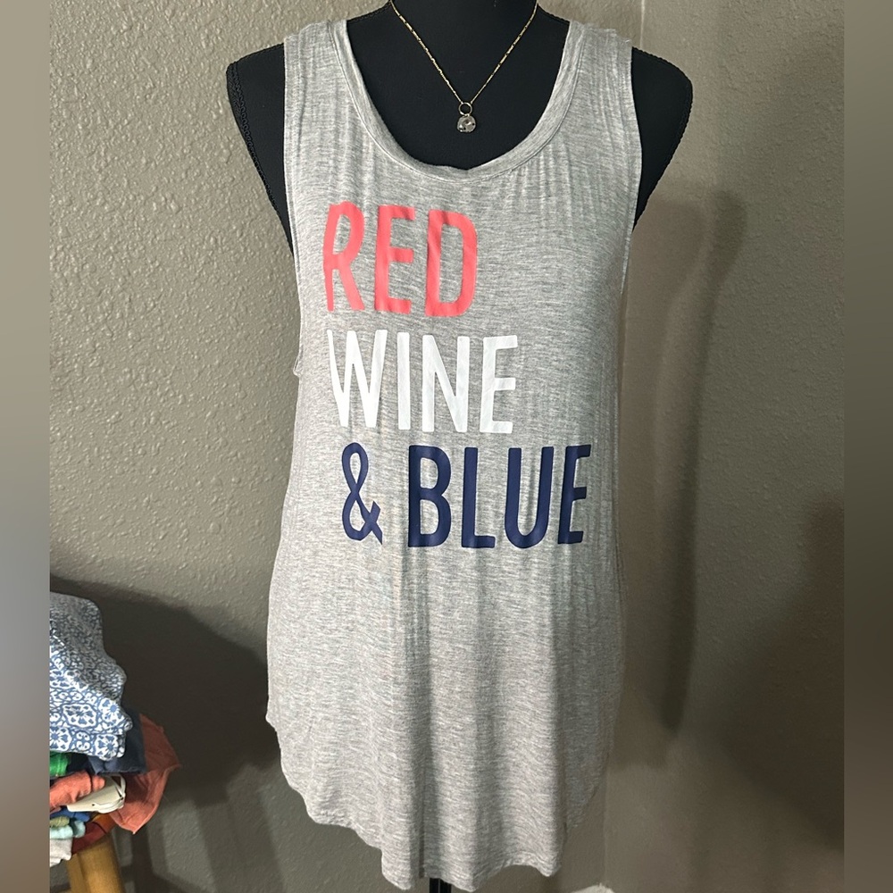 GRAYSON THREADS Gray Tank Top in Red, White, & Blue